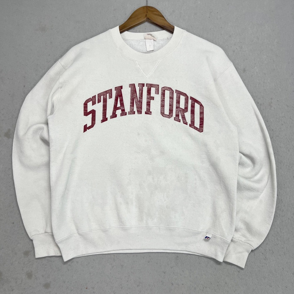 Vintage 90s Russell Athletic Stanford University Sweatshirt Spellout College - Picture 1 of 9